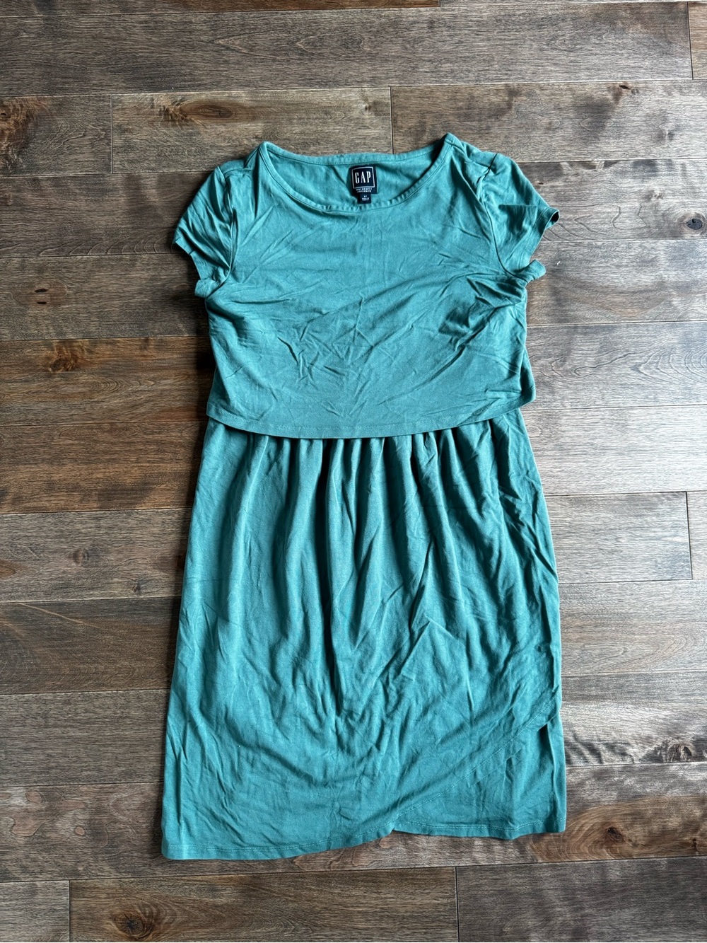 GAP Teal Short Sleeve Midi Dress